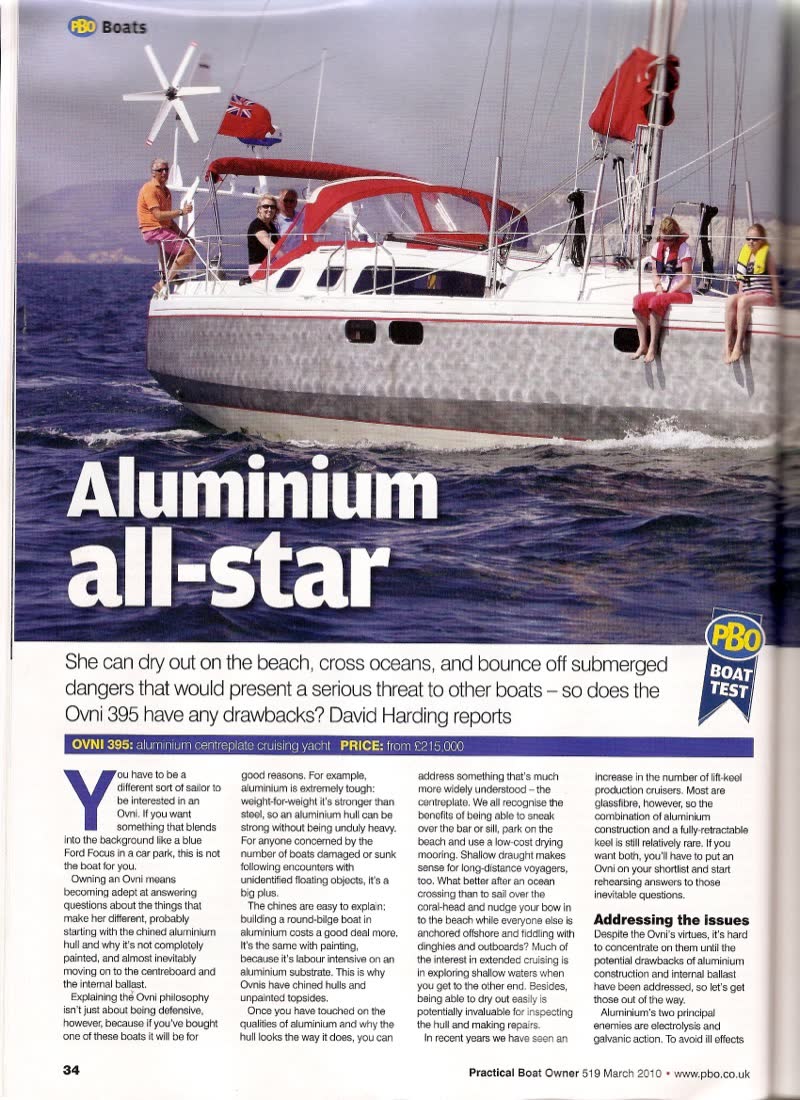 Practical Boat Owner, March 2010 — Ovni 395 Aluminium all-star